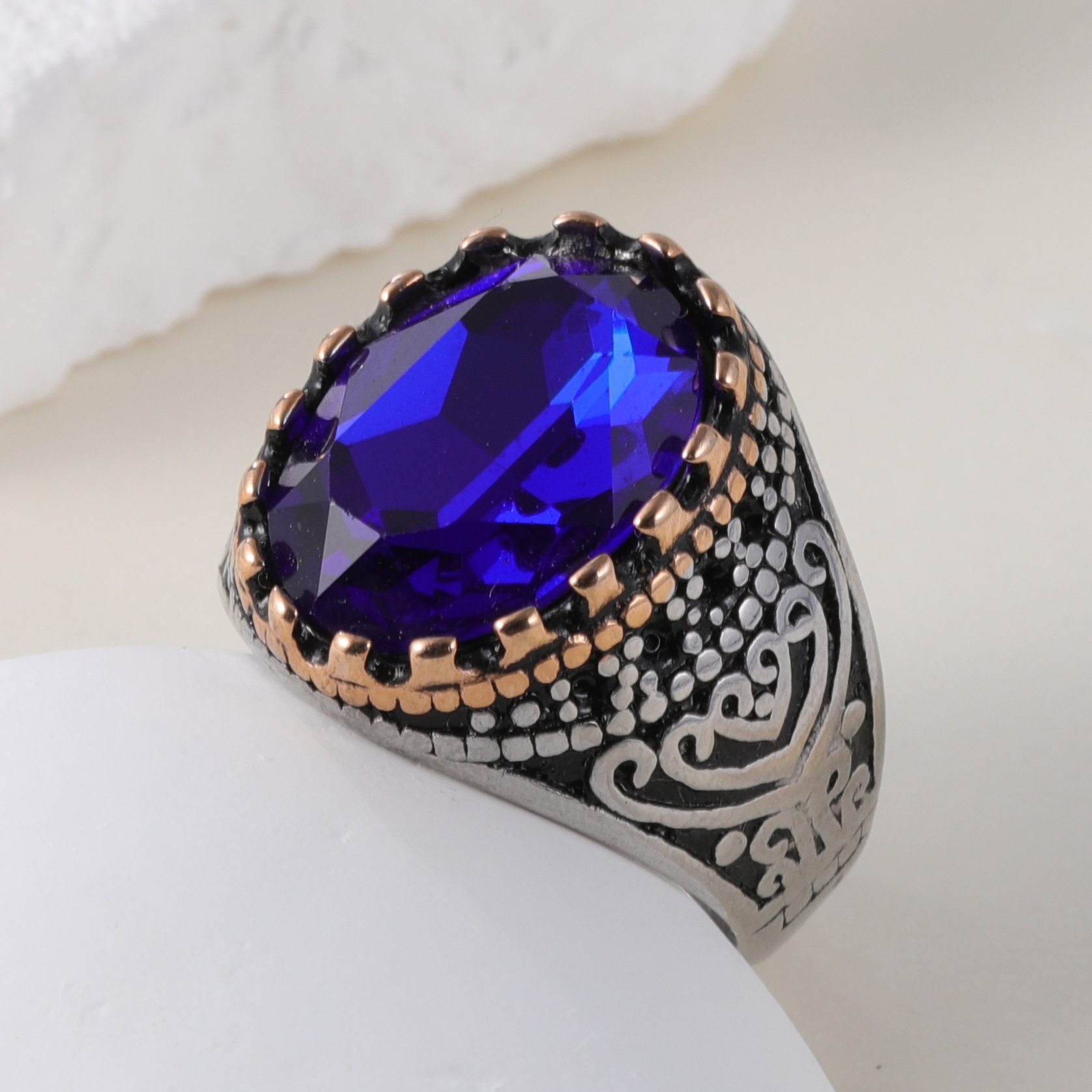 Vintage Inlaid Purple Gemstone Stainless Steel Men's Ring丨BL50-JinBaoJewerly