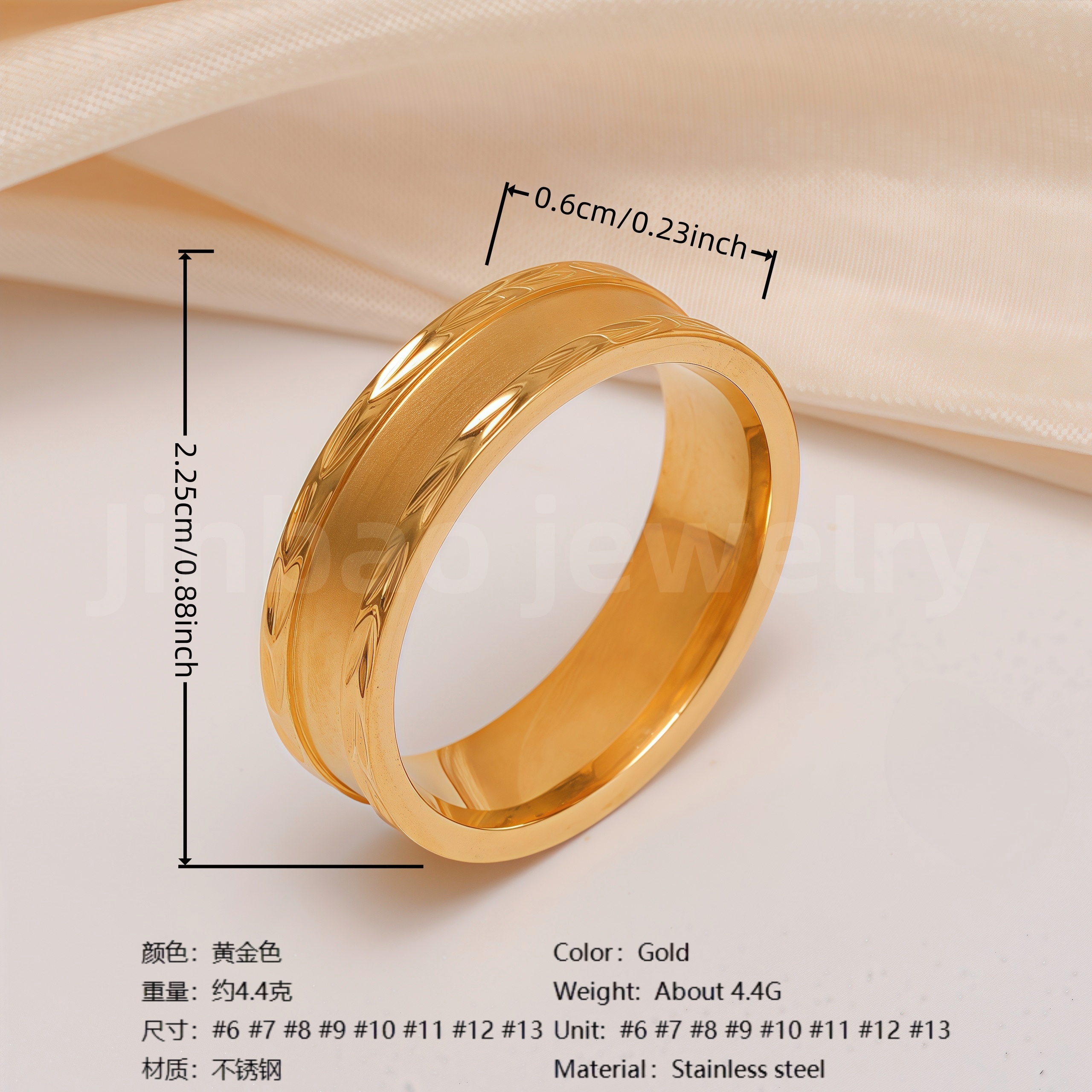 24K Gold PVD Stainless Steel Titanium Vintage Punk Style Men's Ring-JinBaoJewerly
