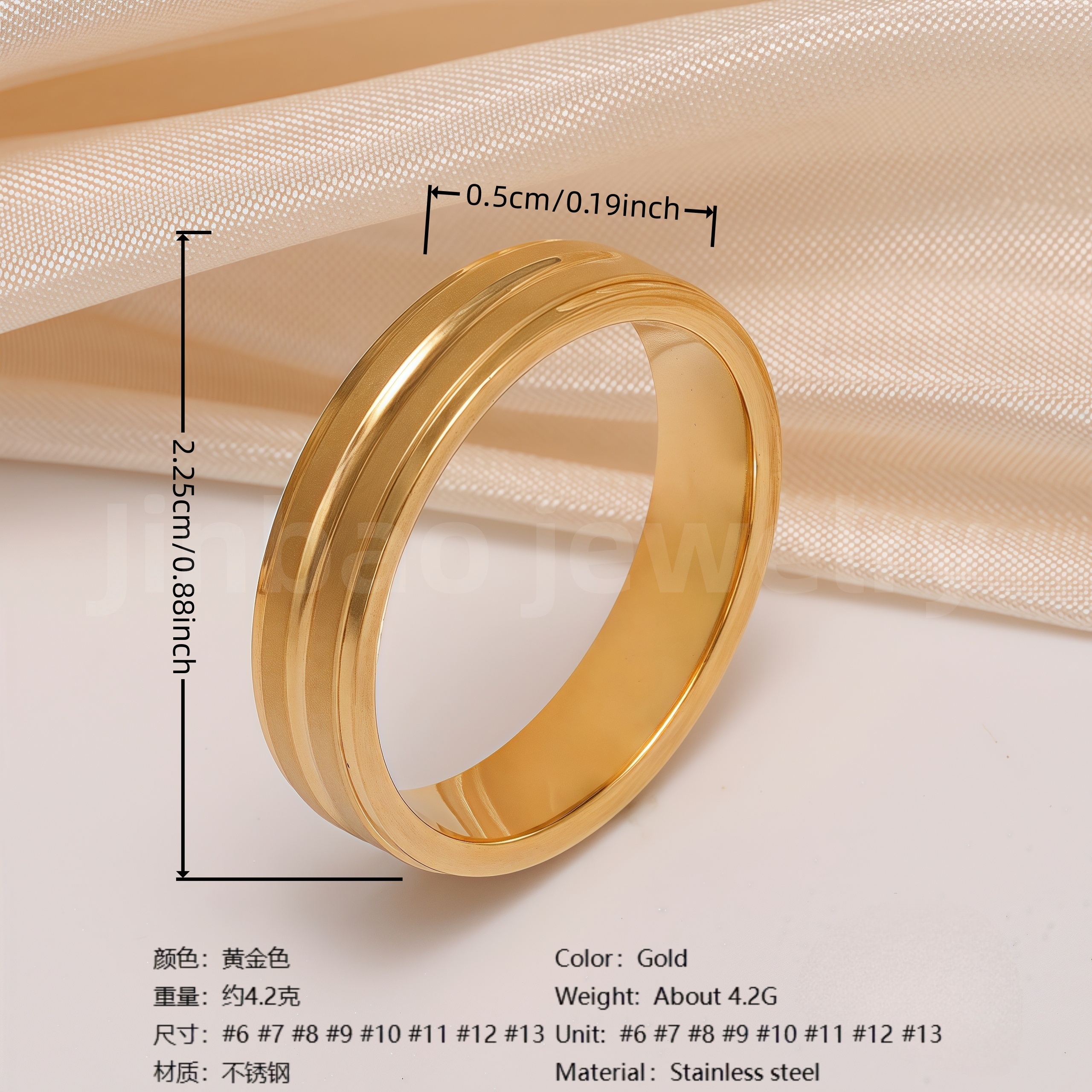 24K Gold PVD Stainless Steel Titanium Vintage Punk Style Men's Ring-JinBaoJewerly