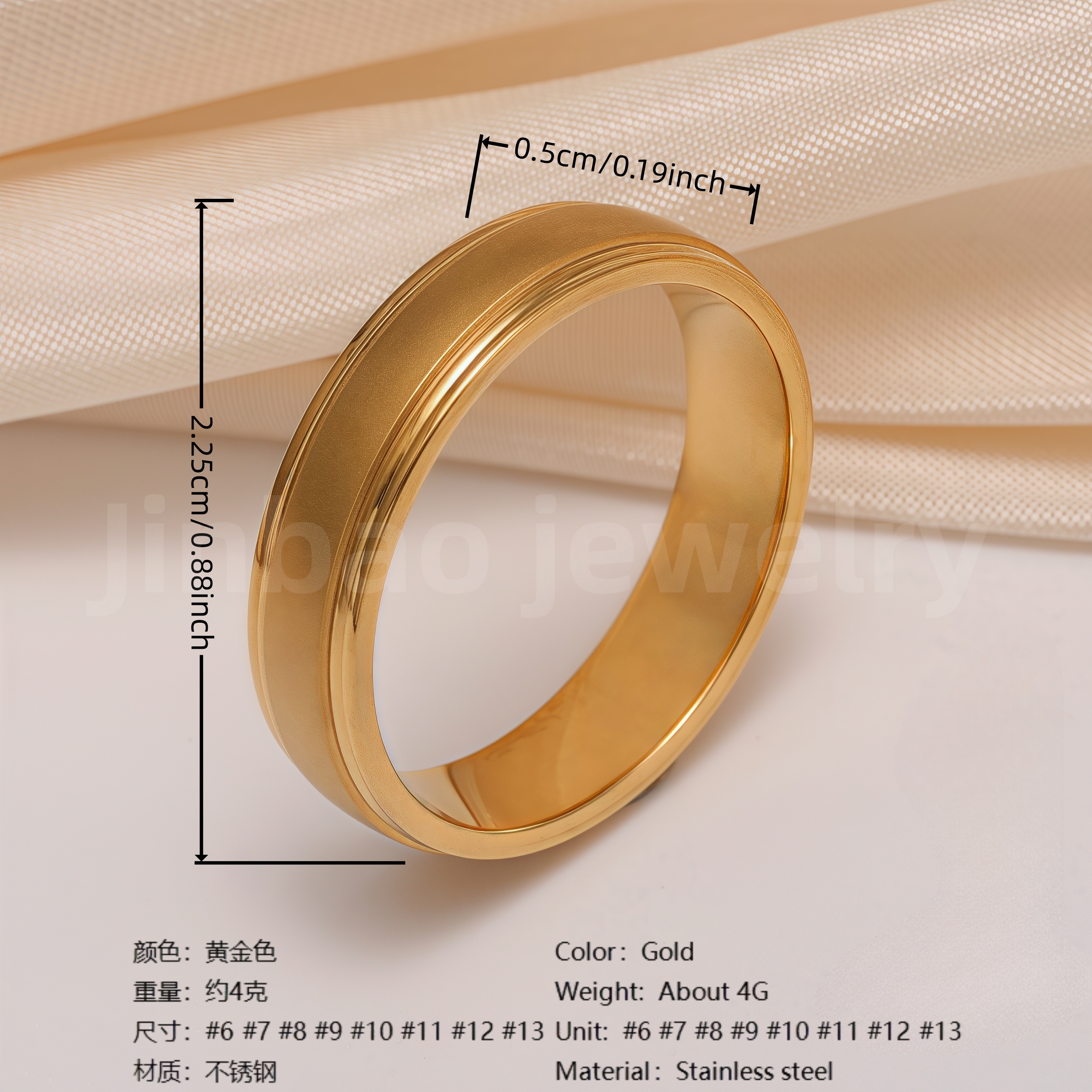 24K Gold PVD Stainless Steel Titanium Vintage Punk Style Men's Ring-JinBaoJewerly