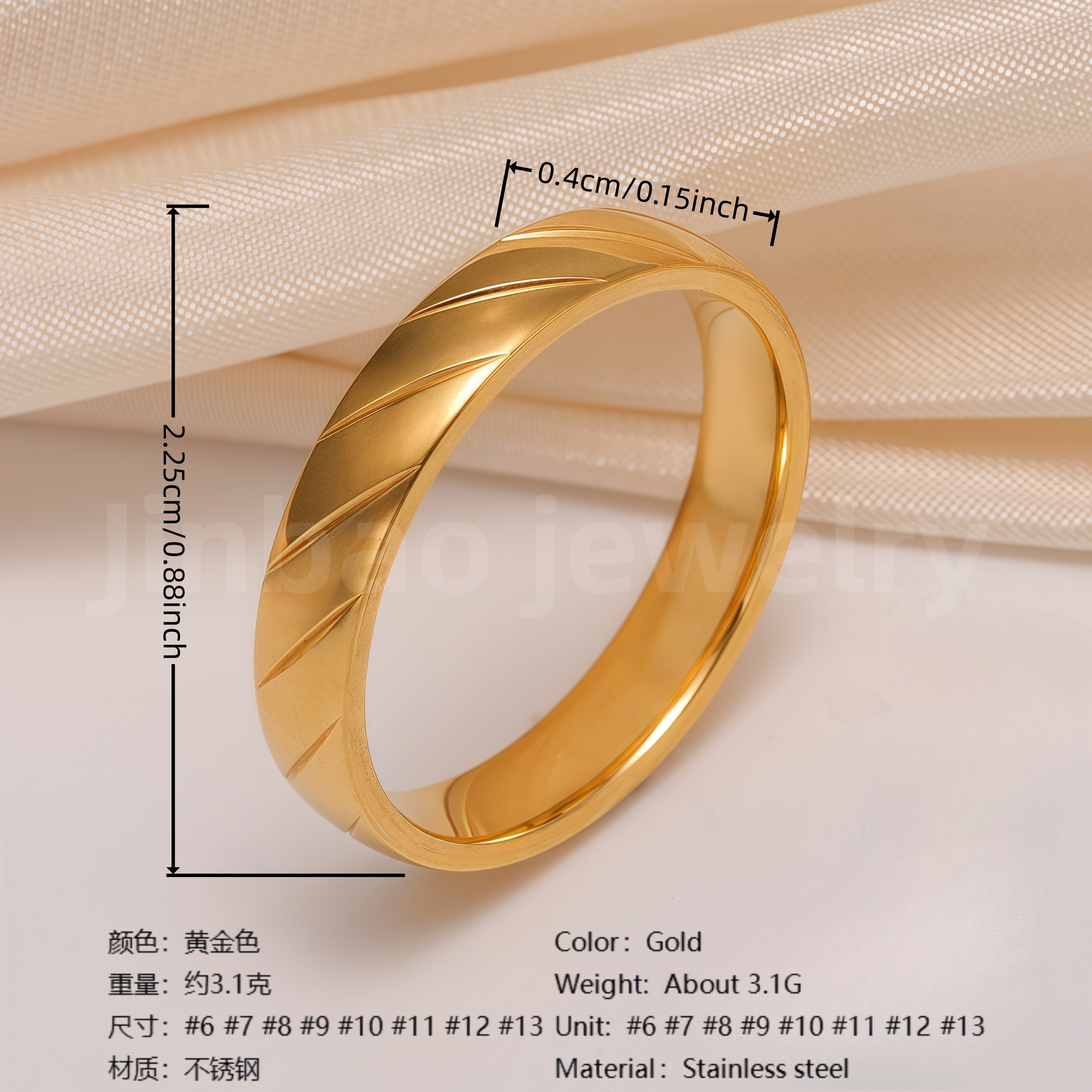 24K Gold PVD Stainless Steel Titanium Vintage Punk Style Men's Ring-JinBaoJewerly
