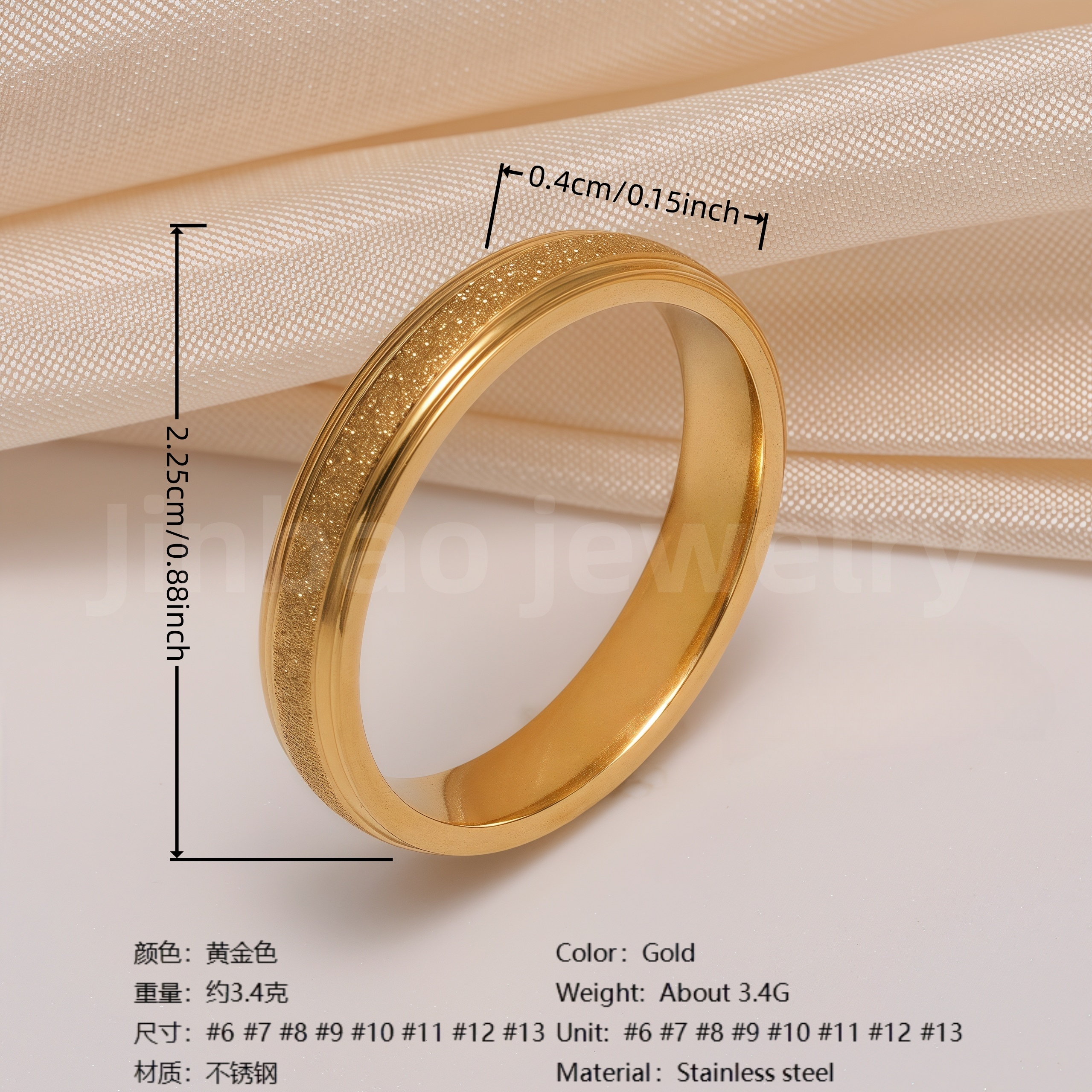 24K Gold PVD Stainless Steel Titanium Vintage Punk Style Men's Ring-JinBaoJewerly