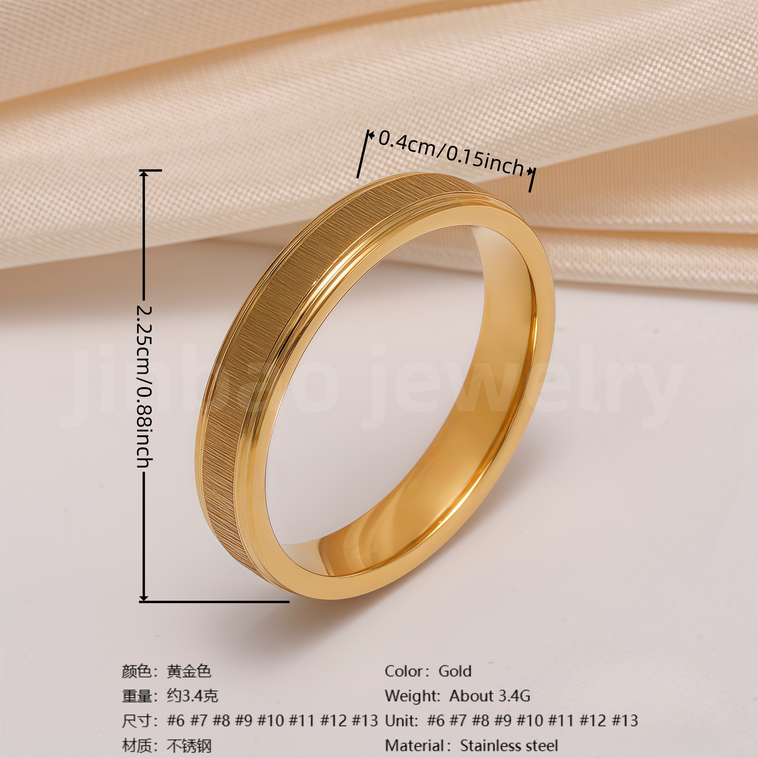 24K Gold PVD Stainless Steel Titanium Vintage Punk Style Men's Ring-JinBaoJewerly