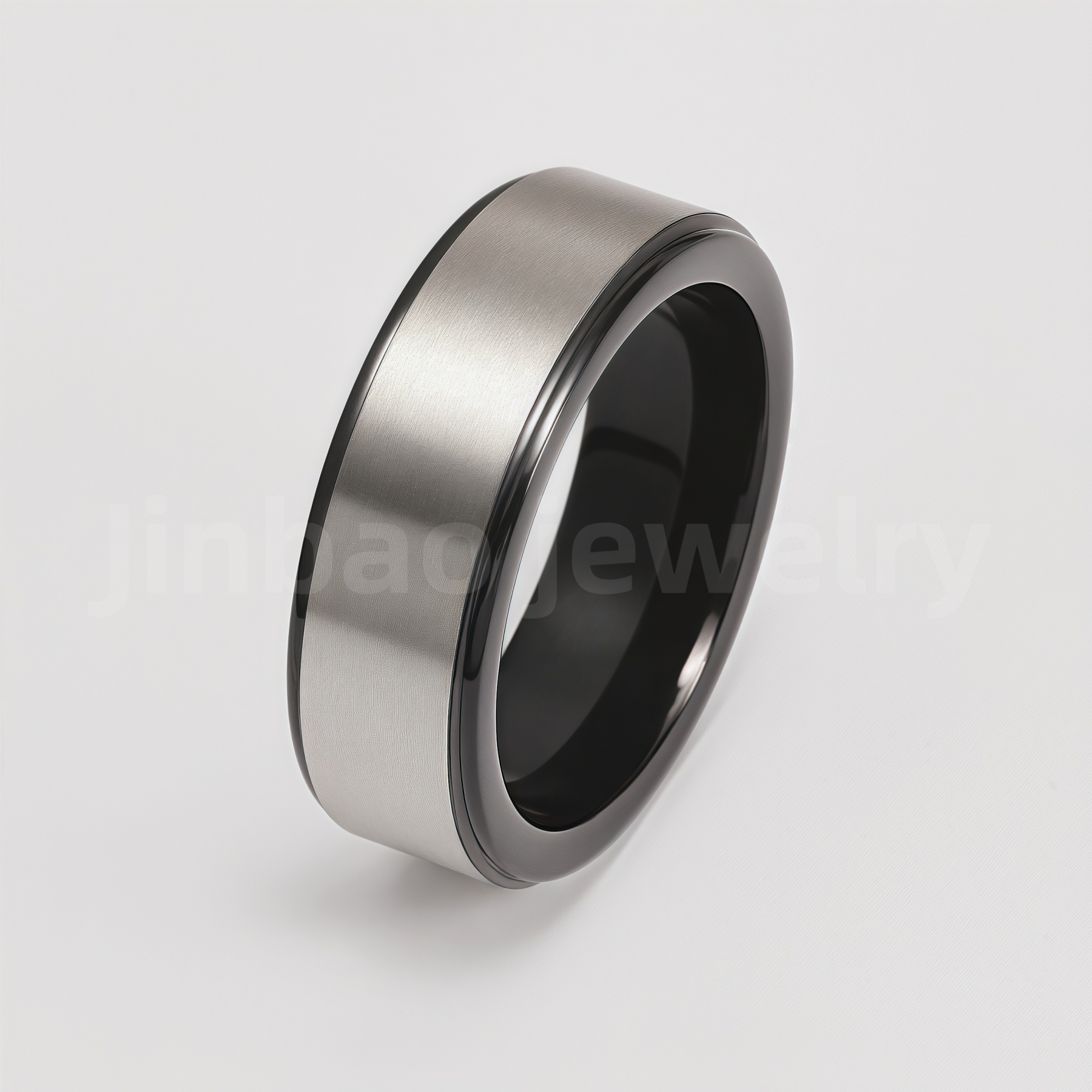 Fashion Black & Silver Stainless Steel Waterproof Ring Diverse Line Textures Men's Waterproof Ring 8MM-JinBaoJewerly