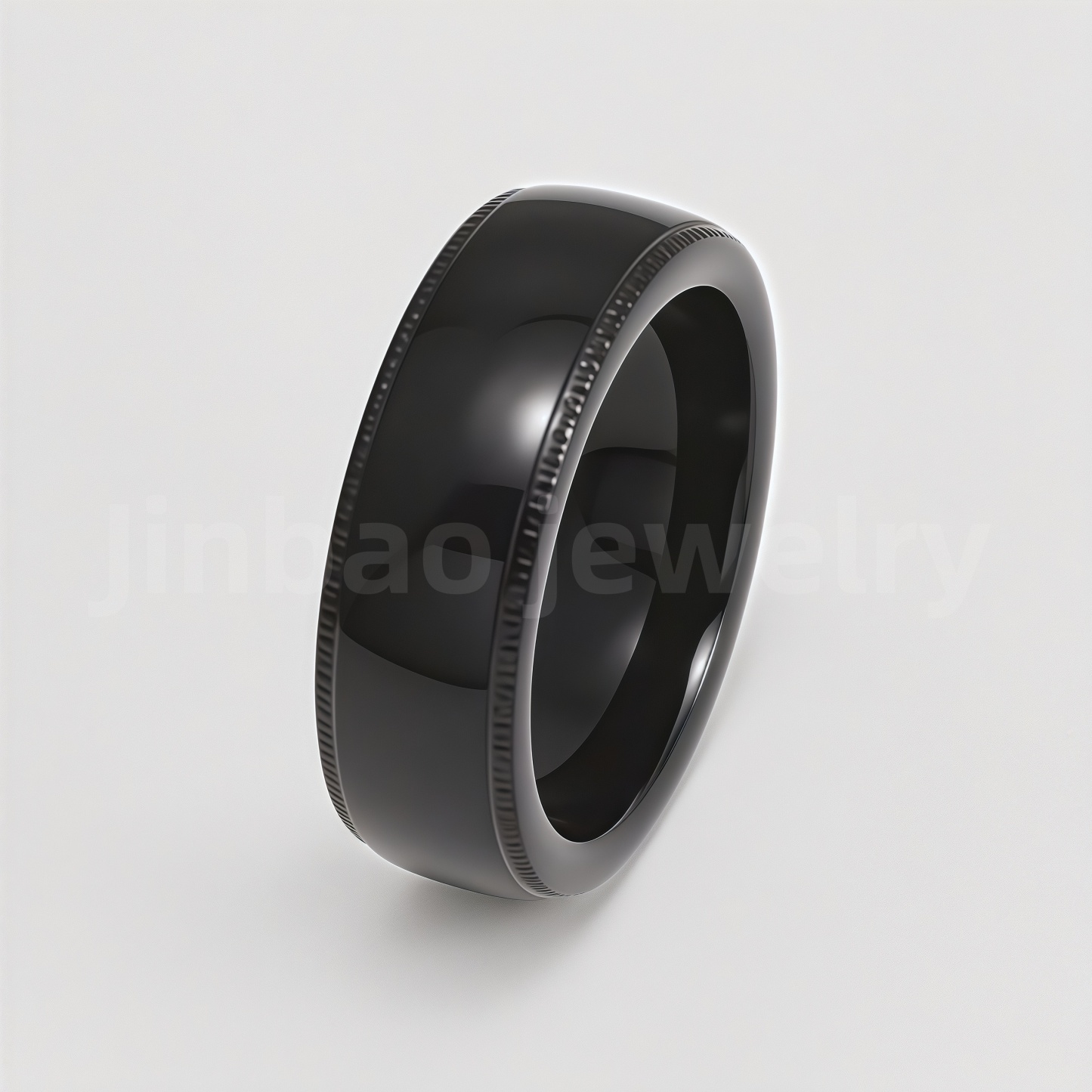 Fashion Black & Silver Stainless Steel Waterproof Ring Diverse Line Textures Men's Waterproof Ring 8MM-JinBaoJewerly