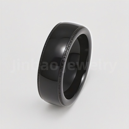 Fashion Black & Silver Stainless Steel Waterproof Ring Diverse Line Textures Men's Waterproof Ring 8MM-JinBaoJewerly
