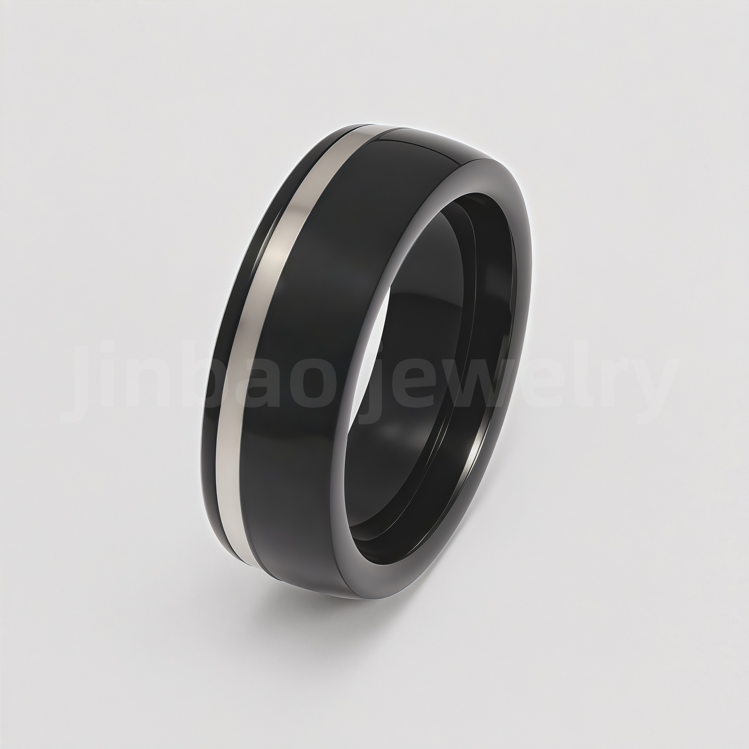 Fashion Black & Silver Stainless Steel Waterproof Ring Diverse Line Textures Men's Waterproof Ring 8MM-JinBaoJewerly