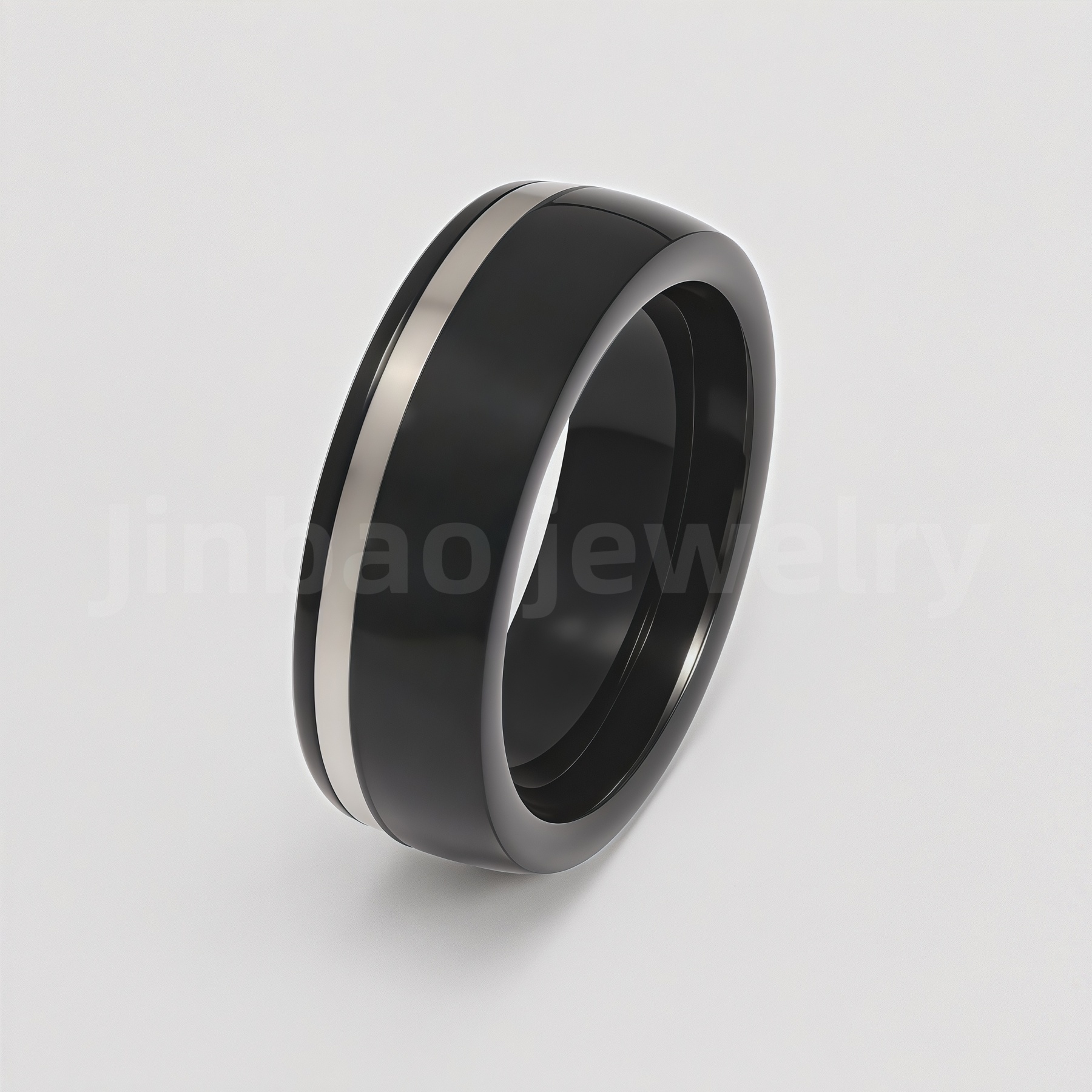 Fashion Black & Silver Stainless Steel Waterproof Ring Diverse Line Textures Men's Waterproof Ring 8MM-JinBaoJewerly