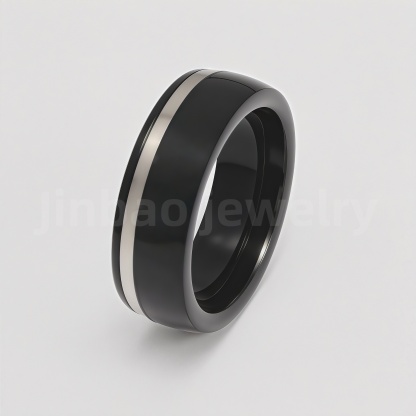Fashion Black & Silver Stainless Steel Waterproof Ring Diverse Line Textures Men's Waterproof Ring 8MM-JinBaoJewerly