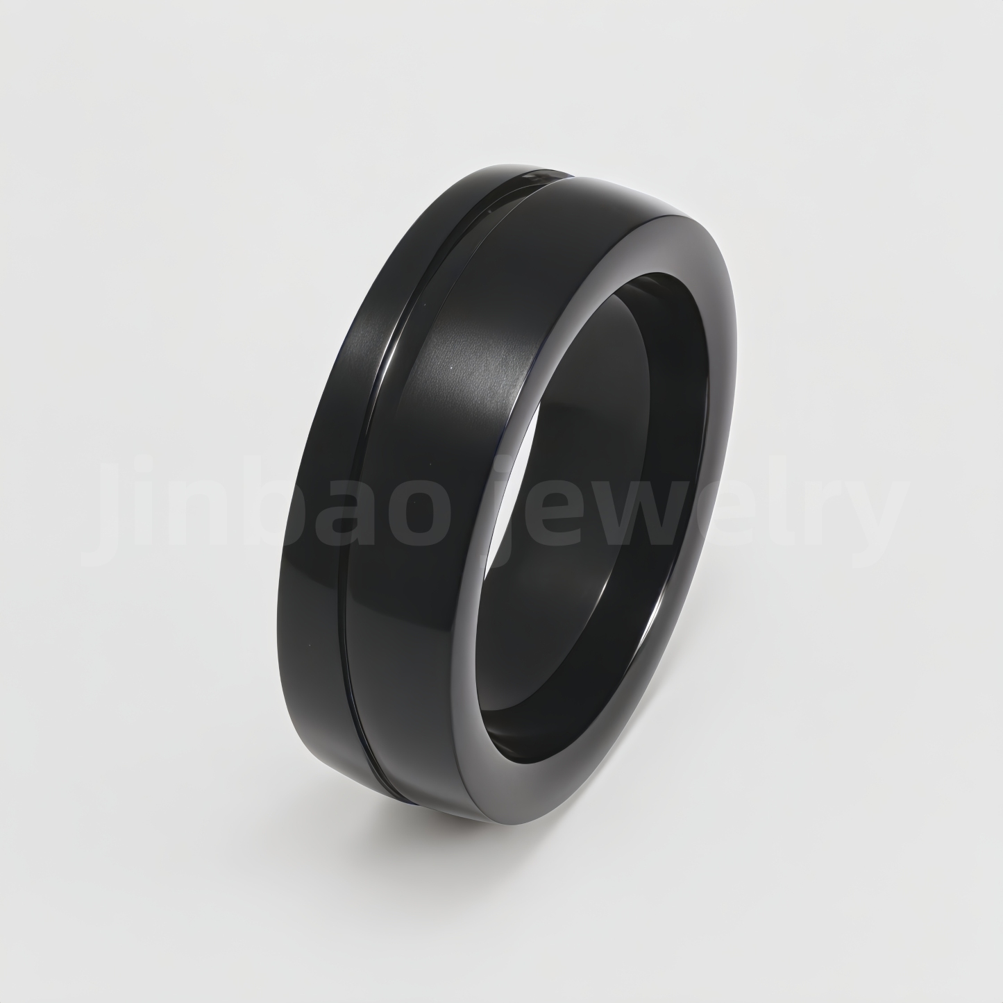 Fashion Black & Silver Stainless Steel Waterproof Ring Diverse Line Textures Men's Waterproof Ring 8MM-JinBaoJewerly