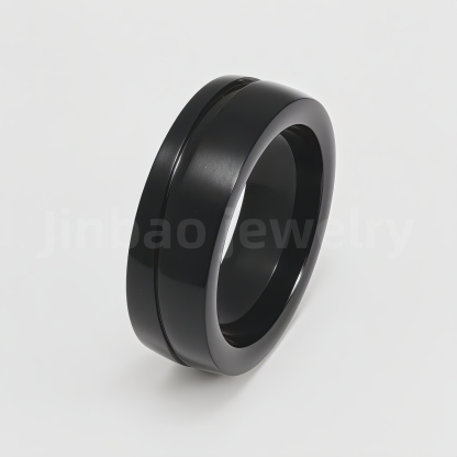 Fashion Black & Silver Stainless Steel Waterproof Ring Diverse Line Textures Men's Waterproof Ring 8MM-JinBaoJewerly