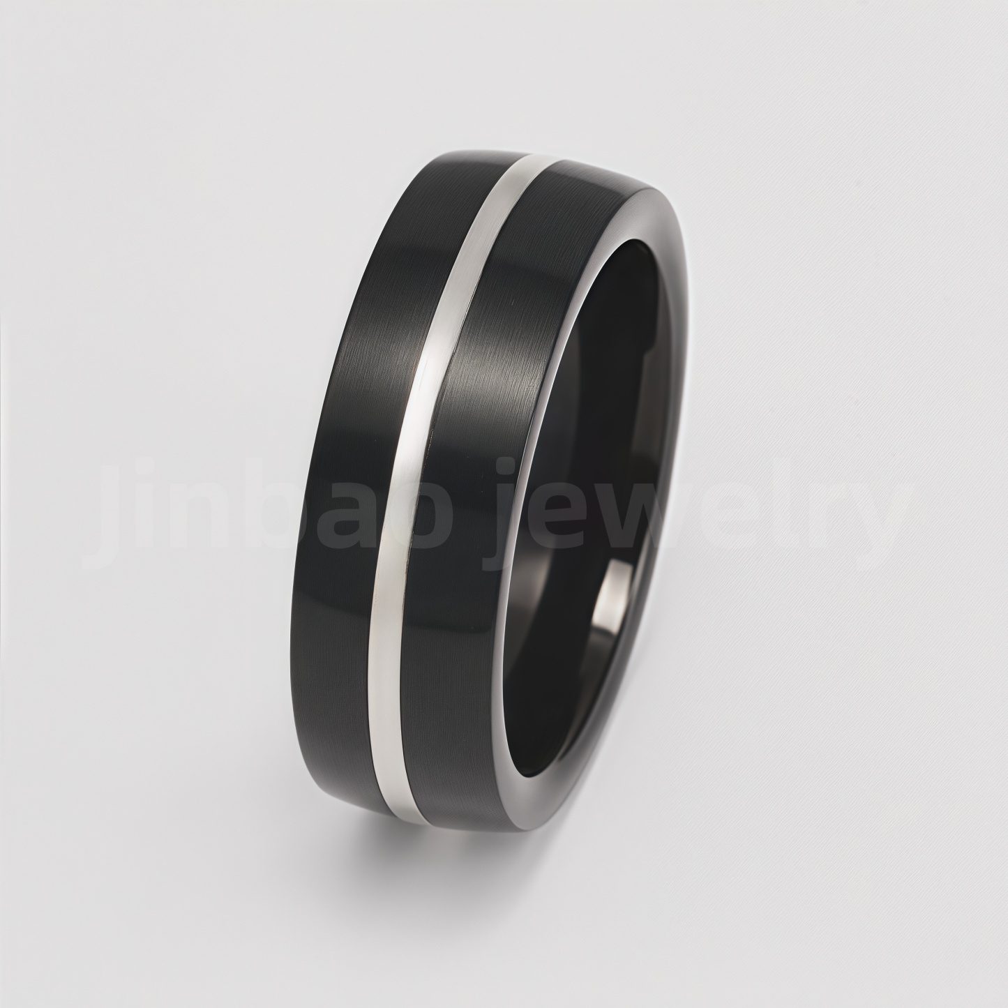 Fashion Black & Silver Stainless Steel Waterproof Ring Diverse Line Textures Men's Waterproof Ring 8MM-JinBaoJewerly