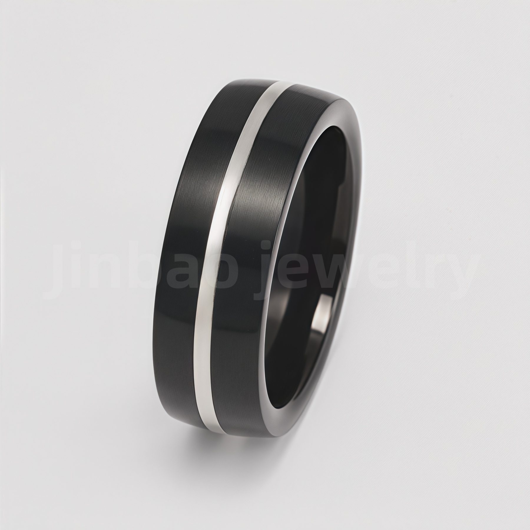 Fashion Black & Silver Stainless Steel Waterproof Ring Diverse Line Textures Men's Waterproof Ring 8MM-JinBaoJewerly