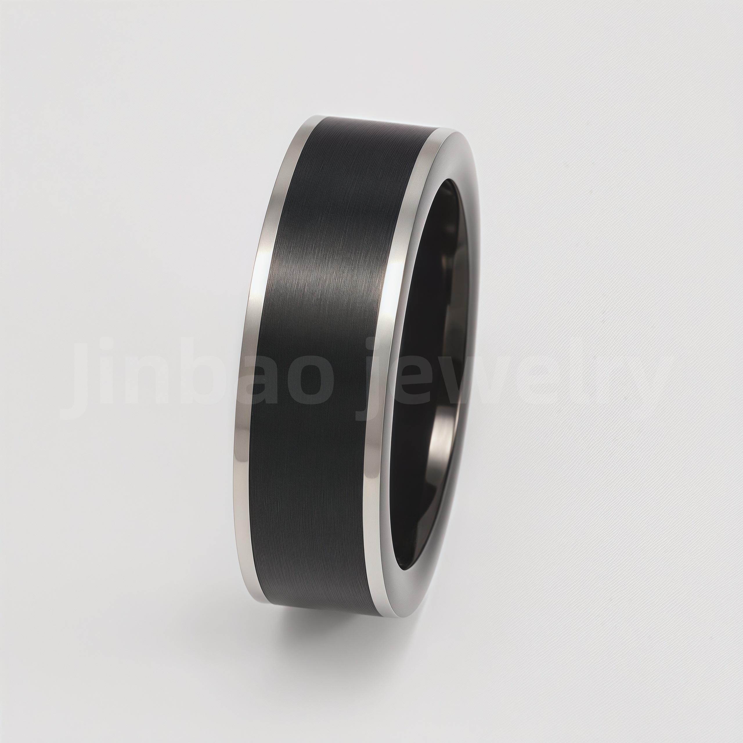 Fashion Black & Silver Stainless Steel Waterproof Ring Diverse Line Textures Men's Waterproof Ring 8MM-JinBaoJewerly