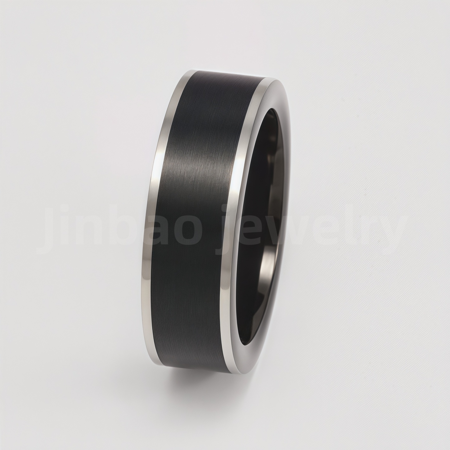 Fashion Black & Silver Stainless Steel Waterproof Ring Diverse Line Textures Men's Waterproof Ring 8MM-JinBaoJewerly