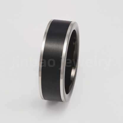 Fashion Black & Silver Stainless Steel Waterproof Ring Diverse Line Textures Men's Waterproof Ring 8MM-JinBaoJewerly