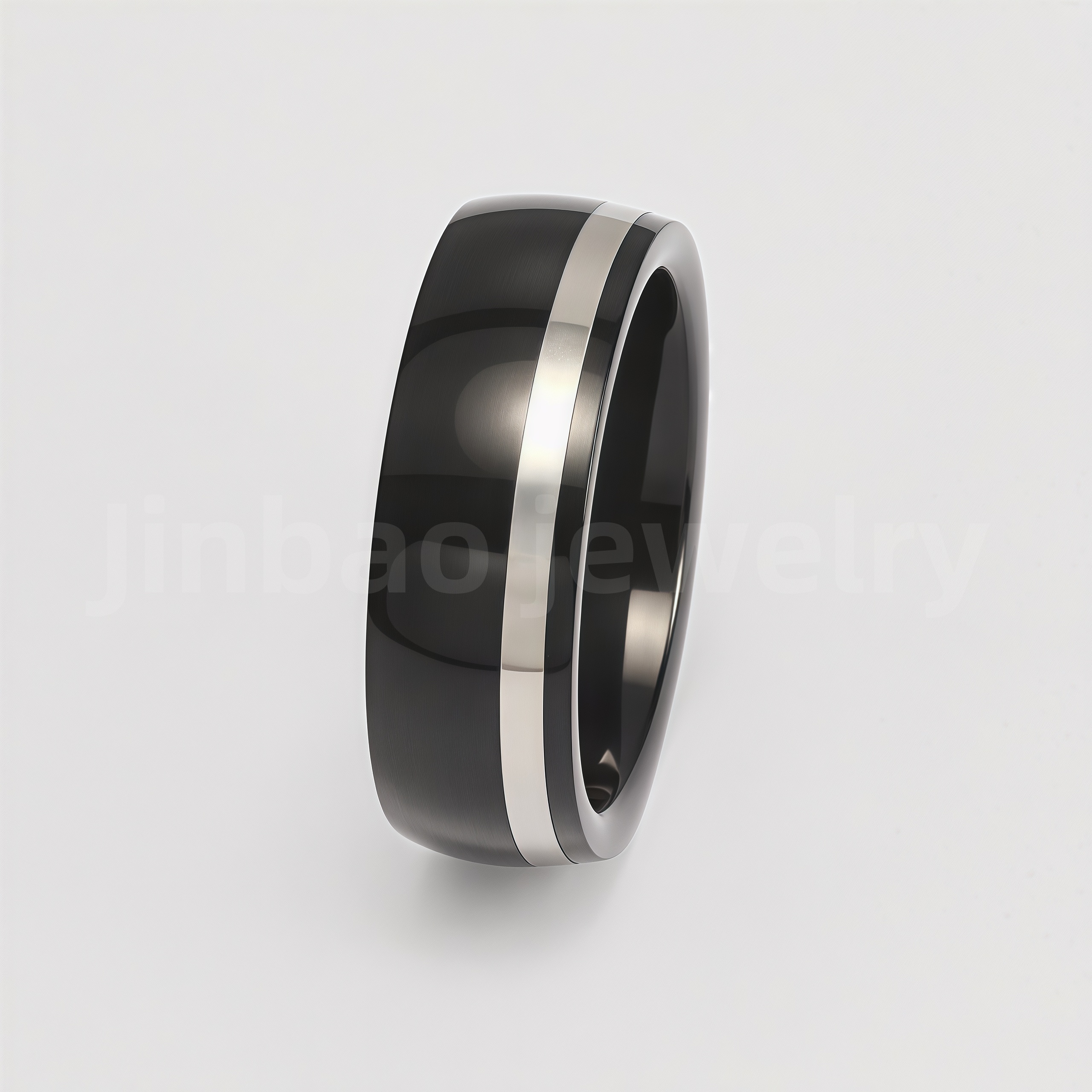 Black Fashion Stainless Steel Trendy Band Versatile for Business Men's Waterproof Ring 8MM-JinBaoJewerly