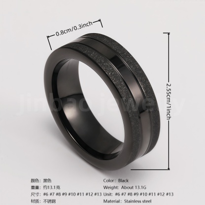 Black Samurai Titanium Steel Hip - hop & Business Style Men's Waterproof Ring 8MM-JinBaoJewerly