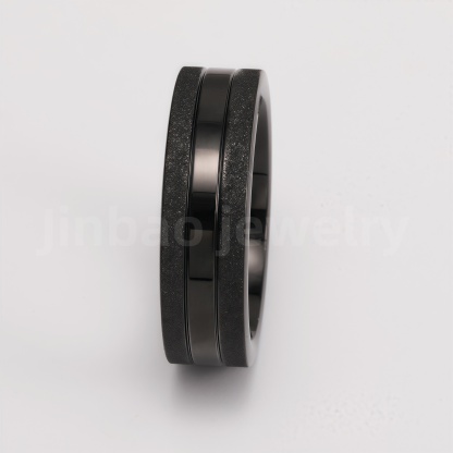 Black Samurai Titanium Steel Hip - hop & Business Style Men's Waterproof Ring 8MM-JinBaoJewerly