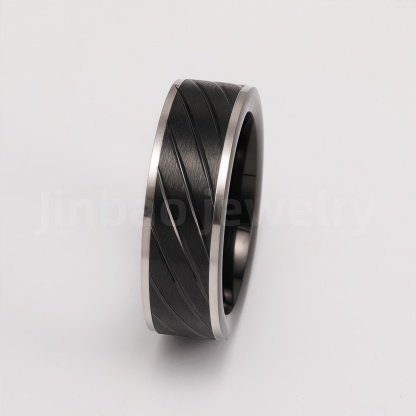 Black Samurai Titanium Steel Hip - hop & Business Style Men's Waterproof Ring 8MM-JinBaoJewerly