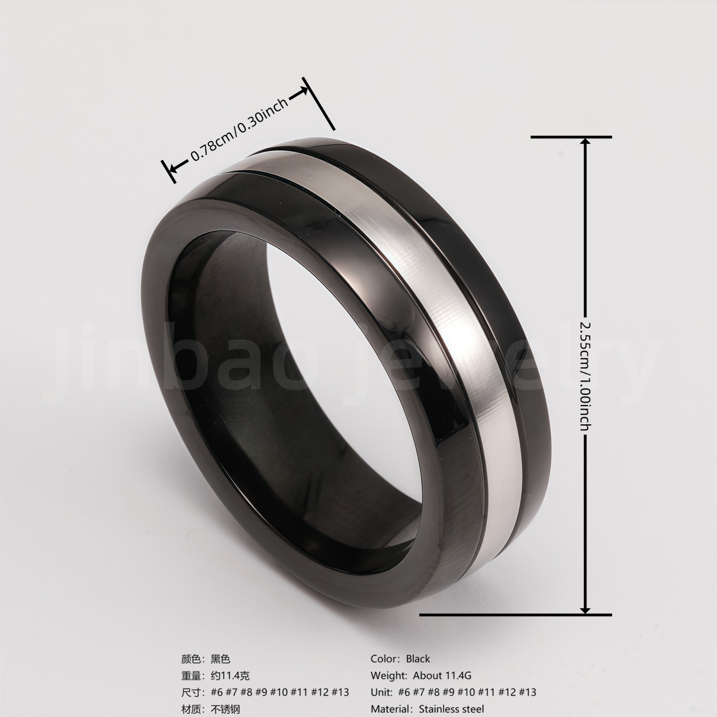 Black & Silver Stainless Steel Ring – Modern Dual-Tone Design-JinBaoJewerly