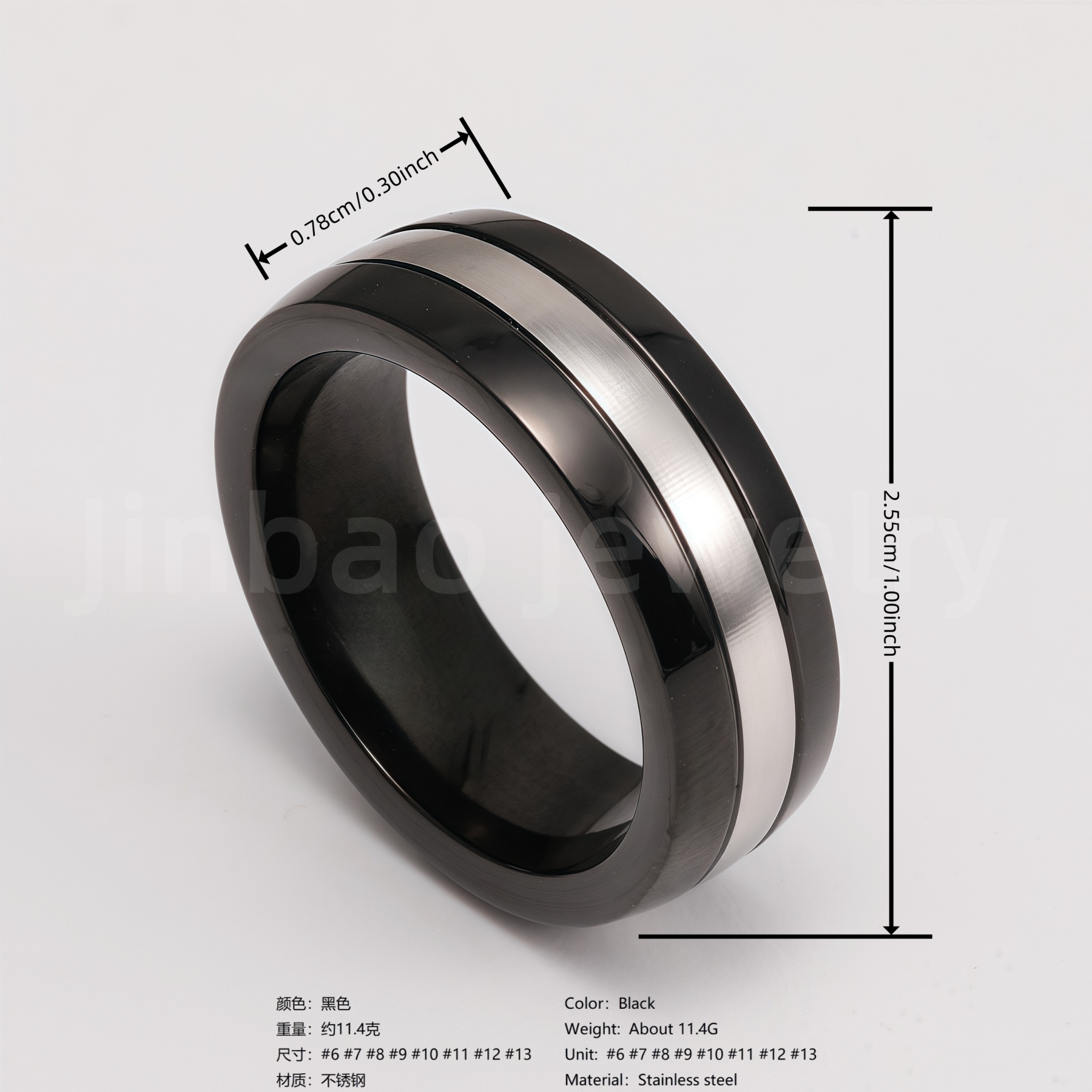 Black & Silver Stainless Steel Ring – Modern Dual-Tone Design-JinBaoJewerly