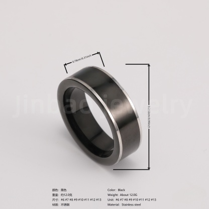 Black & Silver Stainless Steel Ring – Modern Dual-Tone Design-JinBaoJewerly