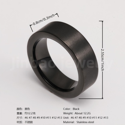 Black Samurai Titanium Steel Hip - hop & Business Style Men's Waterproof Ring 8MM-JinBaoJewerly