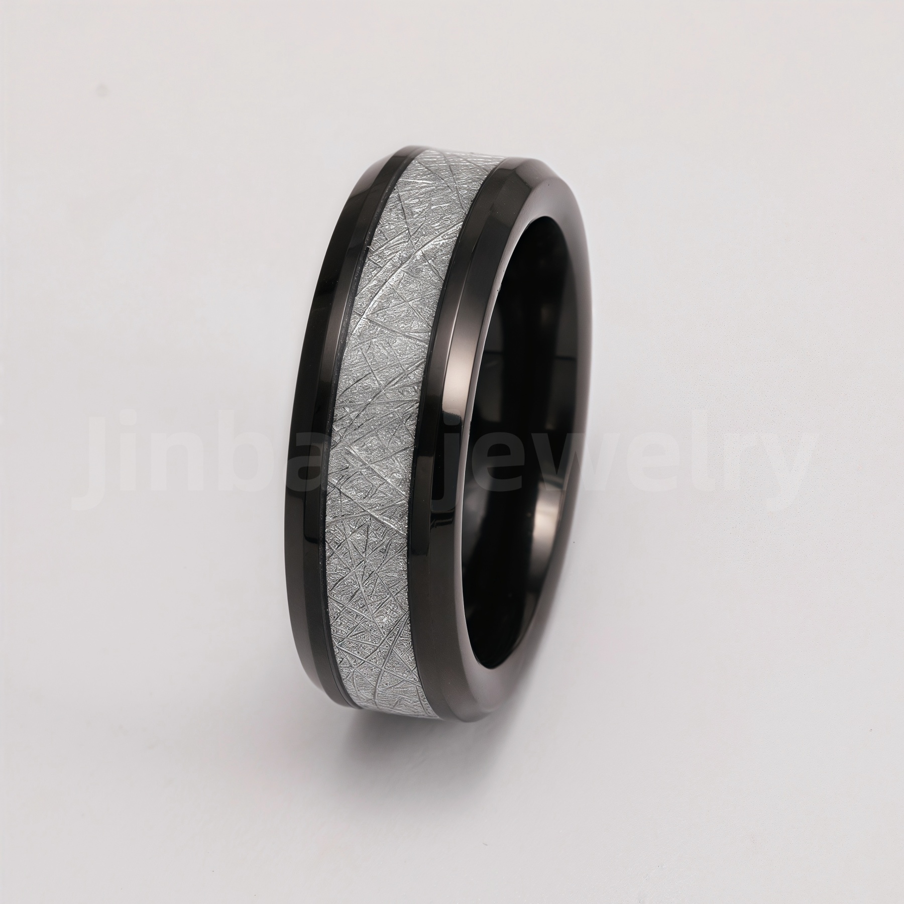 Black Samurai Titanium Steel Hip - hop & Business Style Men's Waterproof Ring 8MM-JinBaoJewerly