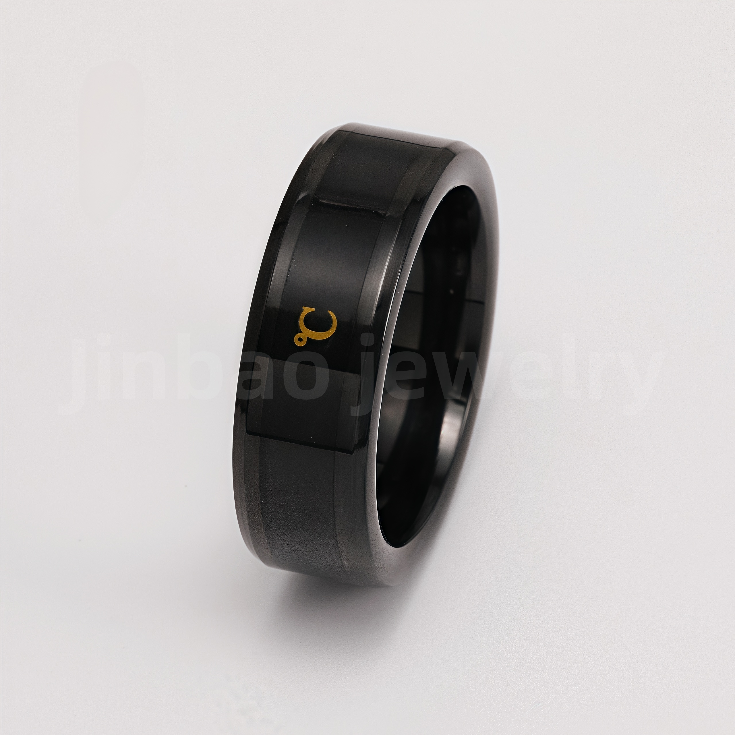 Black Samurai Titanium Steel Hip - hop & Business Style Men's Waterproof Ring 8MM-JinBaoJewerly