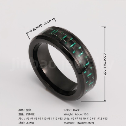 Black Samurai Titanium Steel Hip - hop & Business Style Men's Waterproof Ring 8MM-JinBaoJewerly