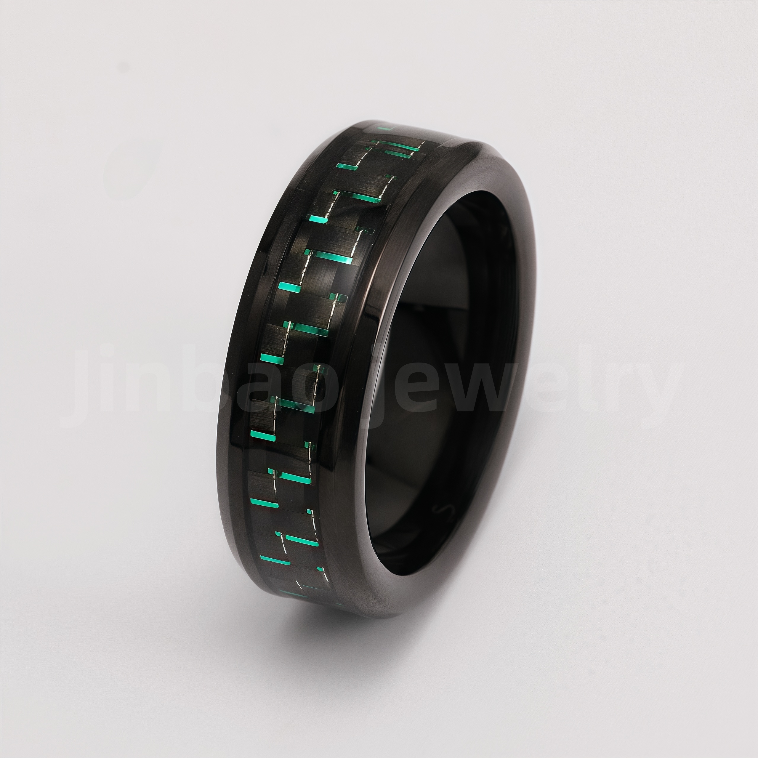Black Samurai Titanium Steel Hip - hop & Business Style Men's Waterproof Ring 8MM-JinBaoJewerly