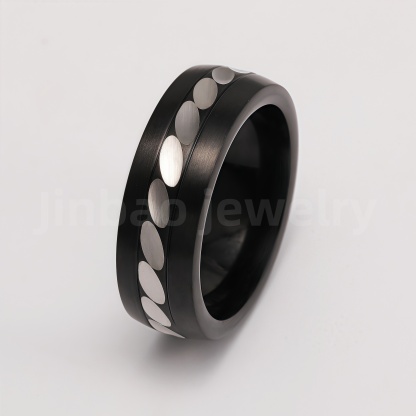 Black Samurai Titanium Steel Hip - hop & Business Style Men's Waterproof Ring 8MM-JinBaoJewerly