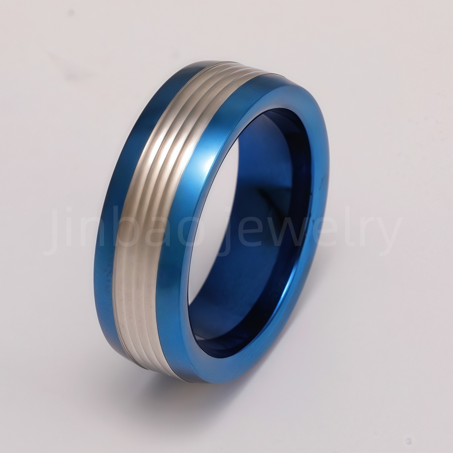 Men's Stainless Steel Ring - Classic Black & Silver Stripes Design, Hypoallergenic Daily Wear Fashion Jewelry-JinBaoJewerly