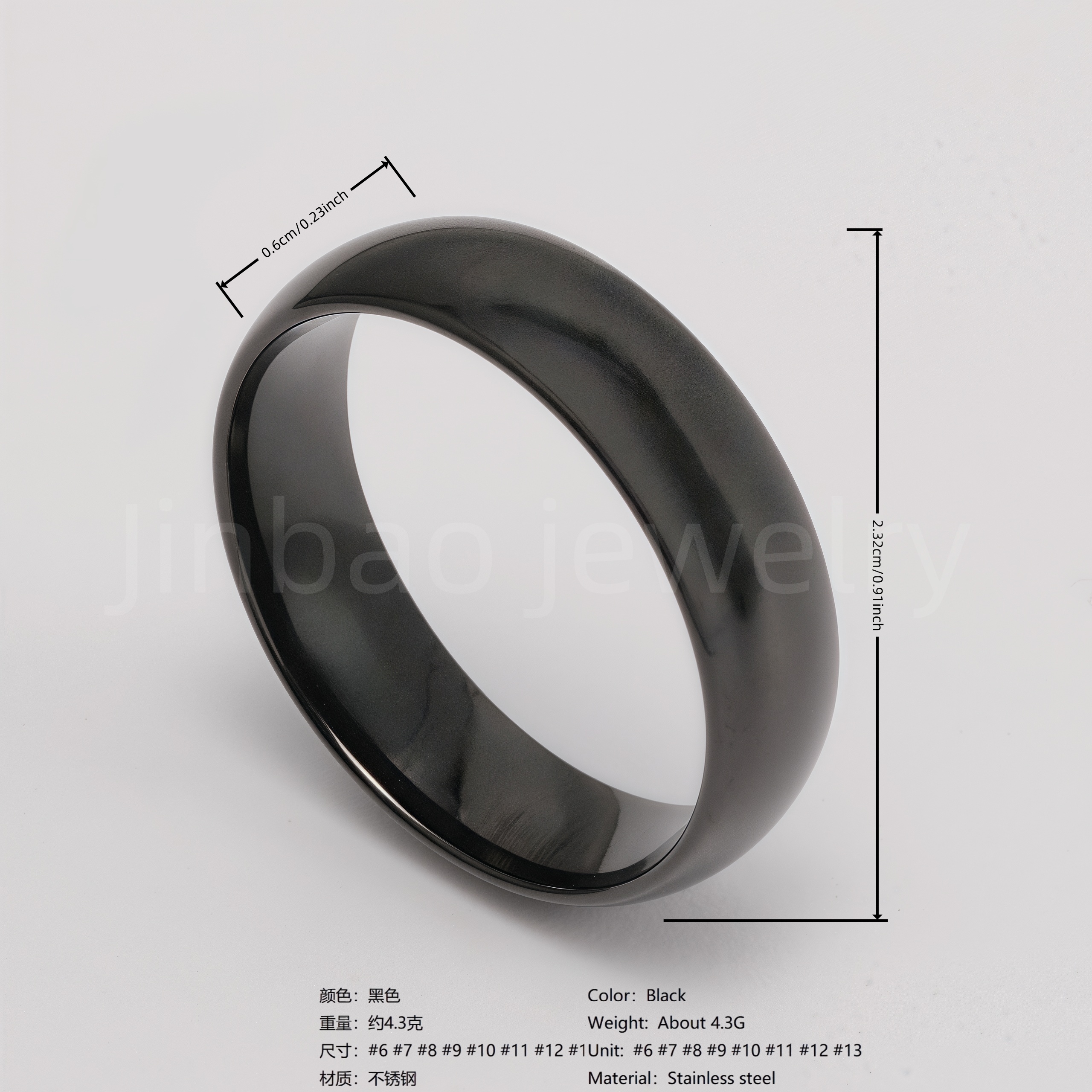 Men's Stainless Steel Ring - Classic Black & Silver Stripes Design, Hypoallergenic Daily Wear Fashion Jewelry-JinBaoJewerly