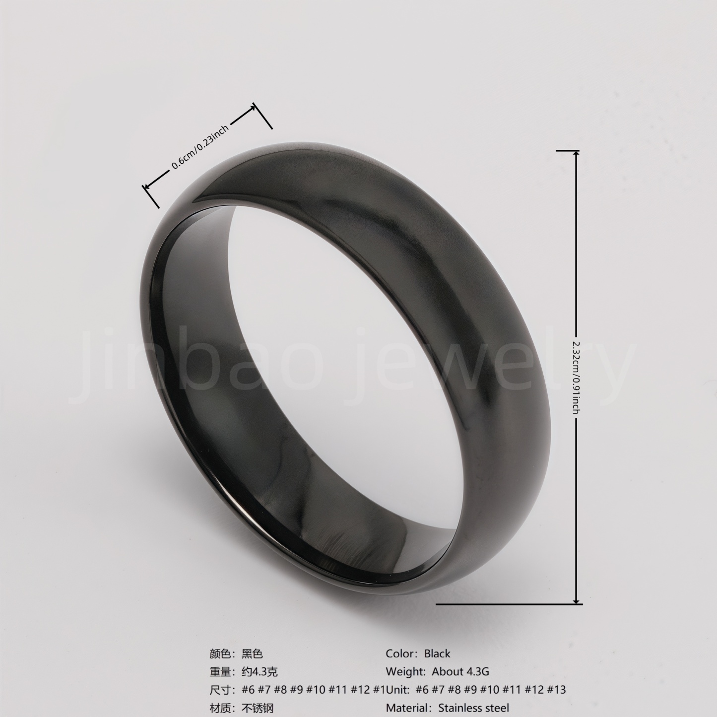 Men's Stainless Steel Ring - Classic Black & Silver Stripes Design, Hypoallergenic Daily Wear Fashion Jewelry-JinBaoJewerly