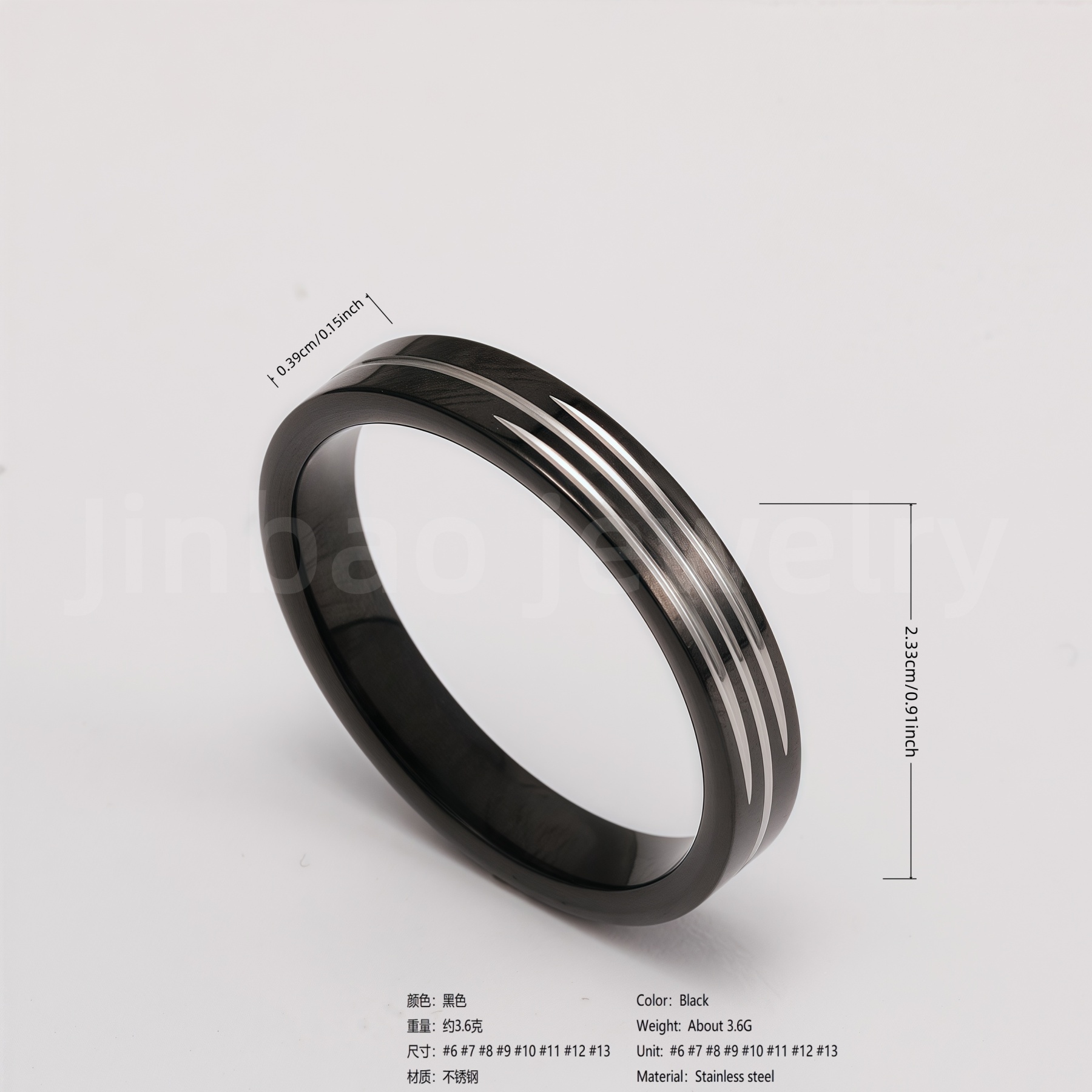 Black & Silver Stainless Steel Ring – Modern Dual-Tone Design-JinBaoJewerly