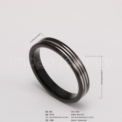 Black & Silver Stainless Steel Ring – Modern Dual-Tone Design-JinBaoJewerly