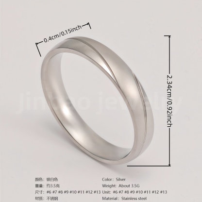Classic Plain - band Stainless Steel Unisex Ring-JinBaoJewerly