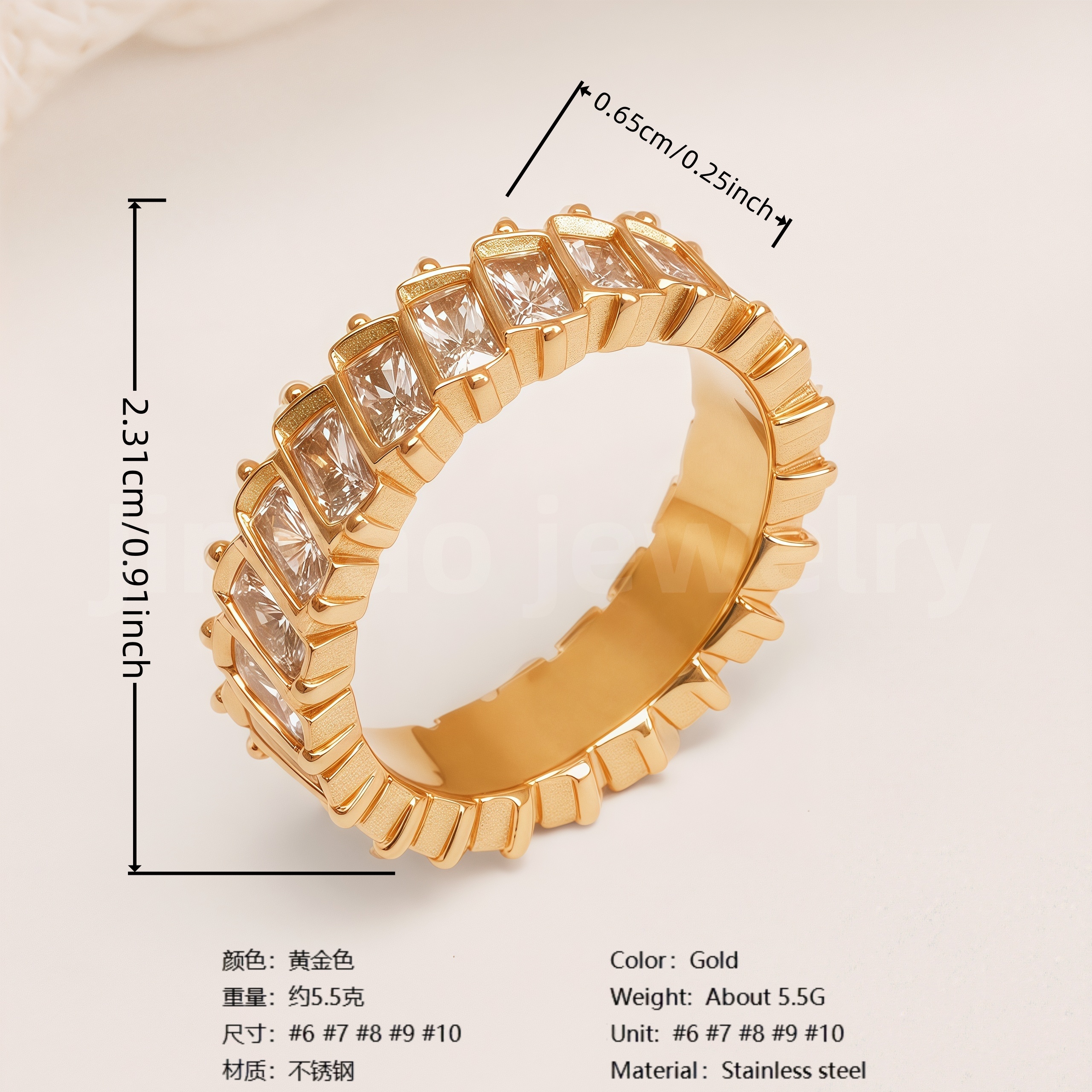 Retro Luxury Gold Diamond - inlaid Rings, Multi - layer Women's Ring-JinBaoJewerly