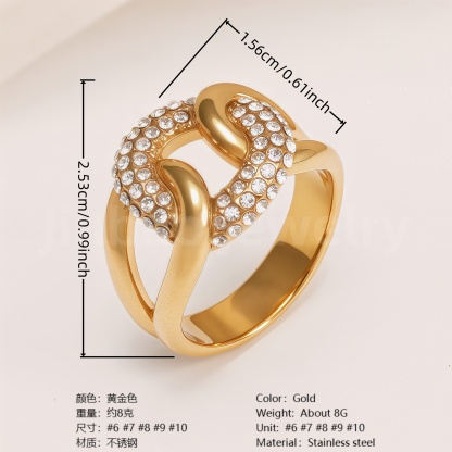 Retro Luxury Gold Diamond - inlaid Rings, Multi - layer Women's Ring-JinBaoJewerly