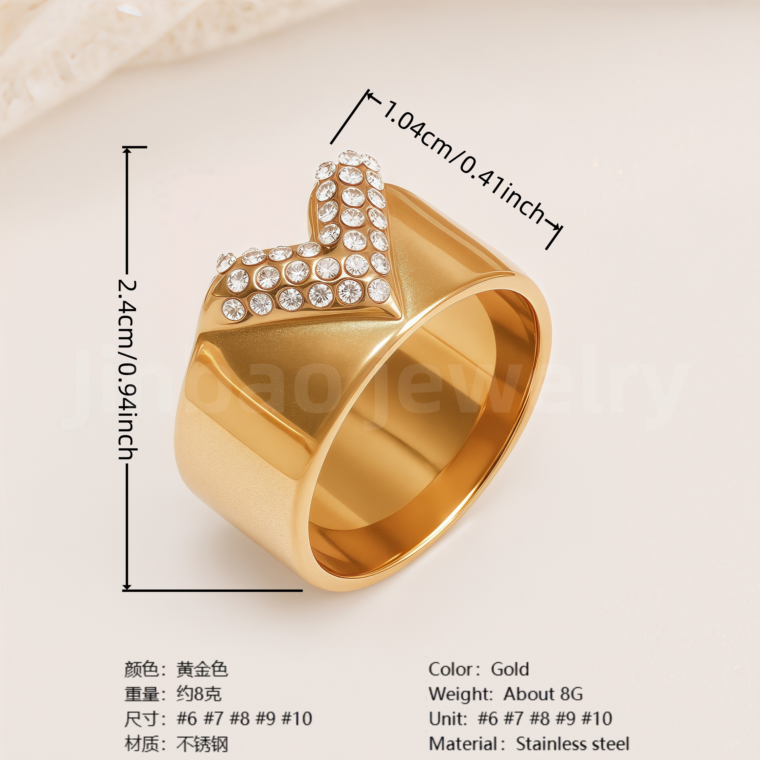 Retro Luxury Gold Diamond - inlaid Rings, Multi - layer Women's Ring-JinBaoJewerly