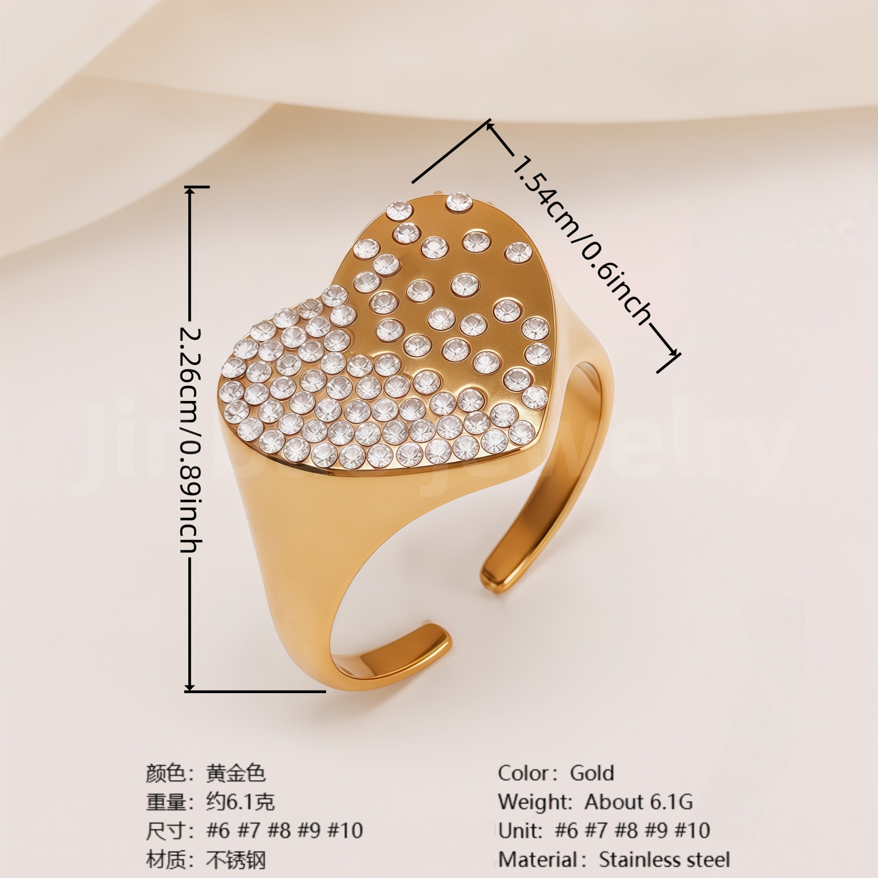 Retro Luxury Gold Diamond - inlaid Rings, Multi - layer Women's Ring-JinBaoJewerly