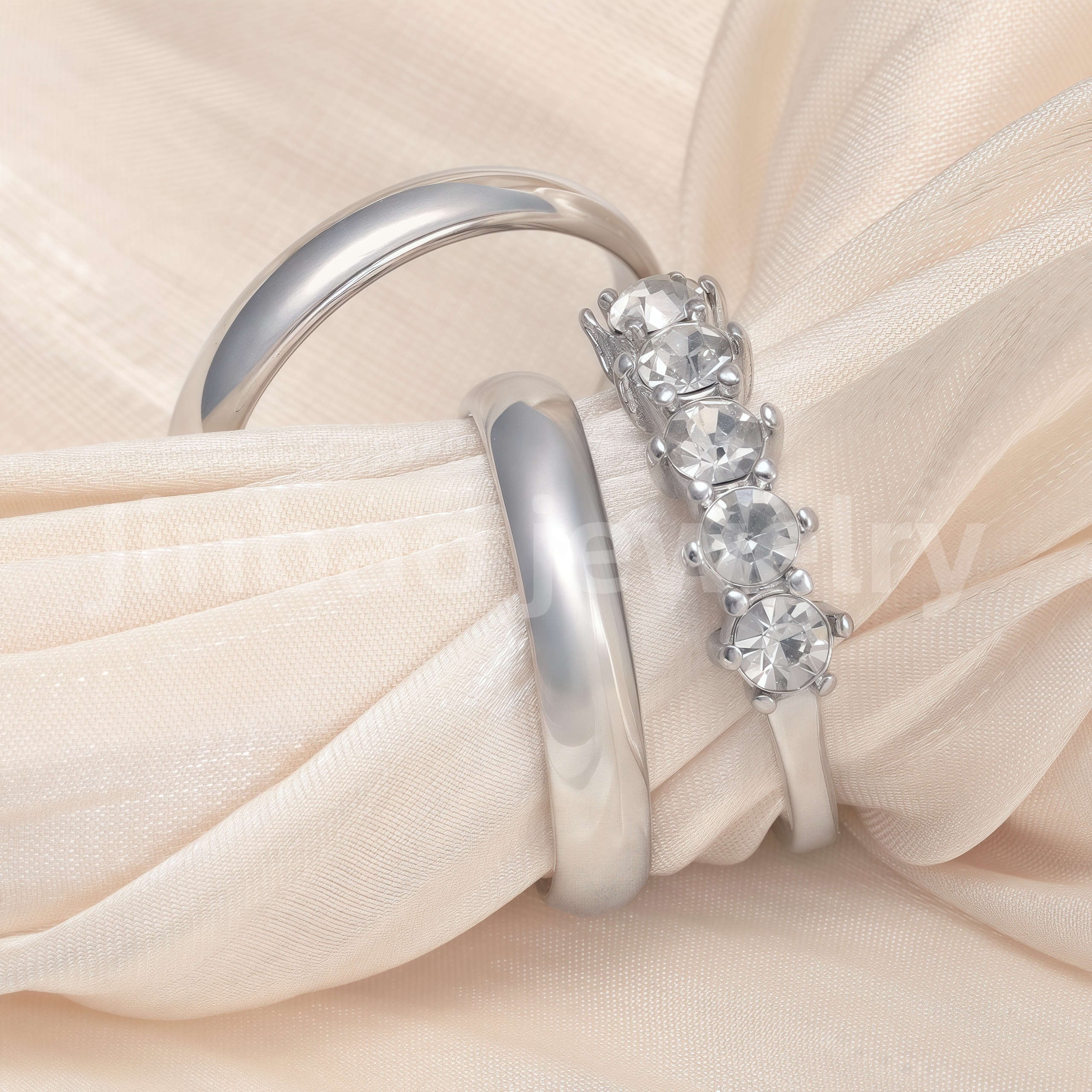 High Quality Exquisite Diamond - Row Stainless Steel Wedding Rings-JinBaoJewerly