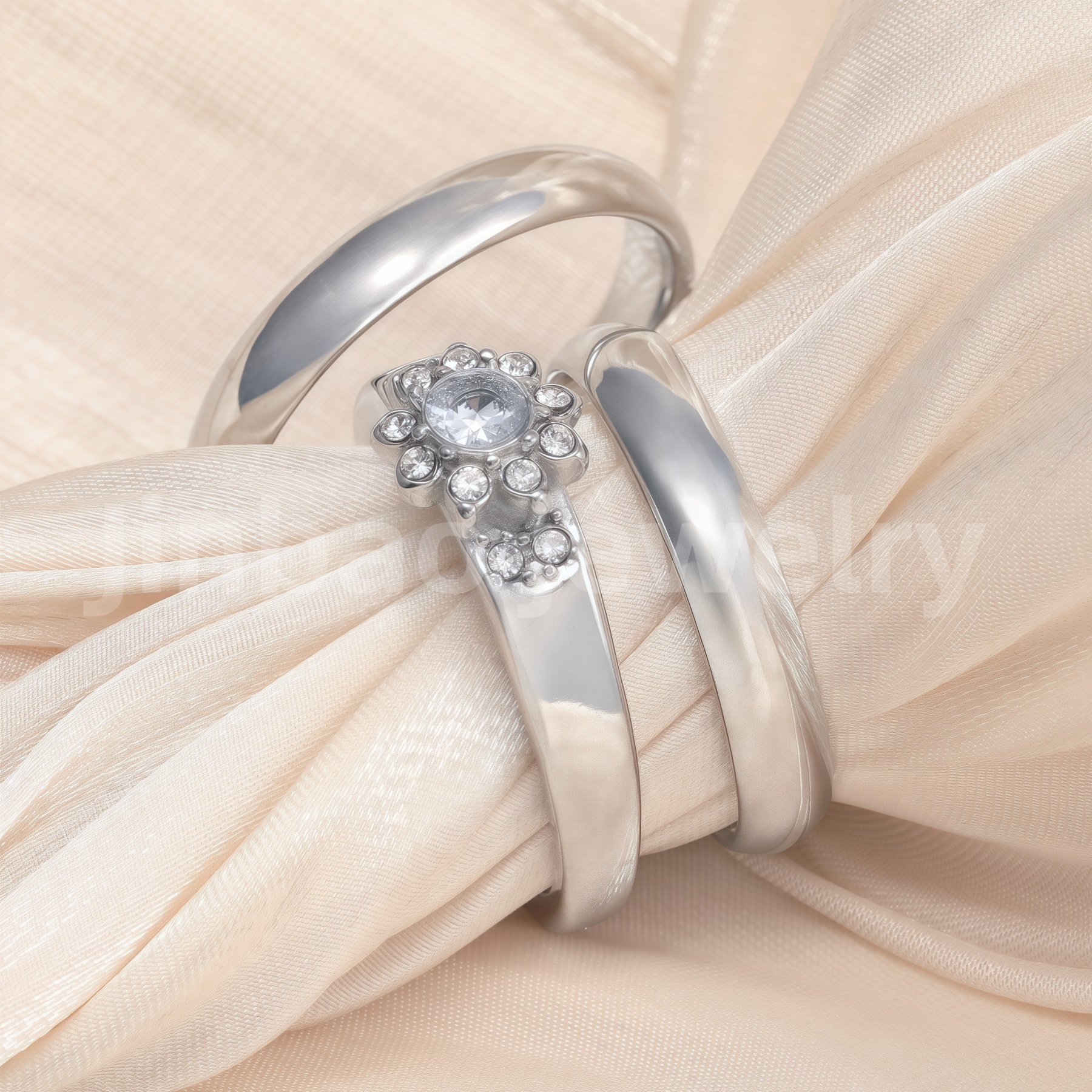 High Quality Exquisite Diamond - Row Stainless Steel Wedding Rings-JinBaoJewerly
