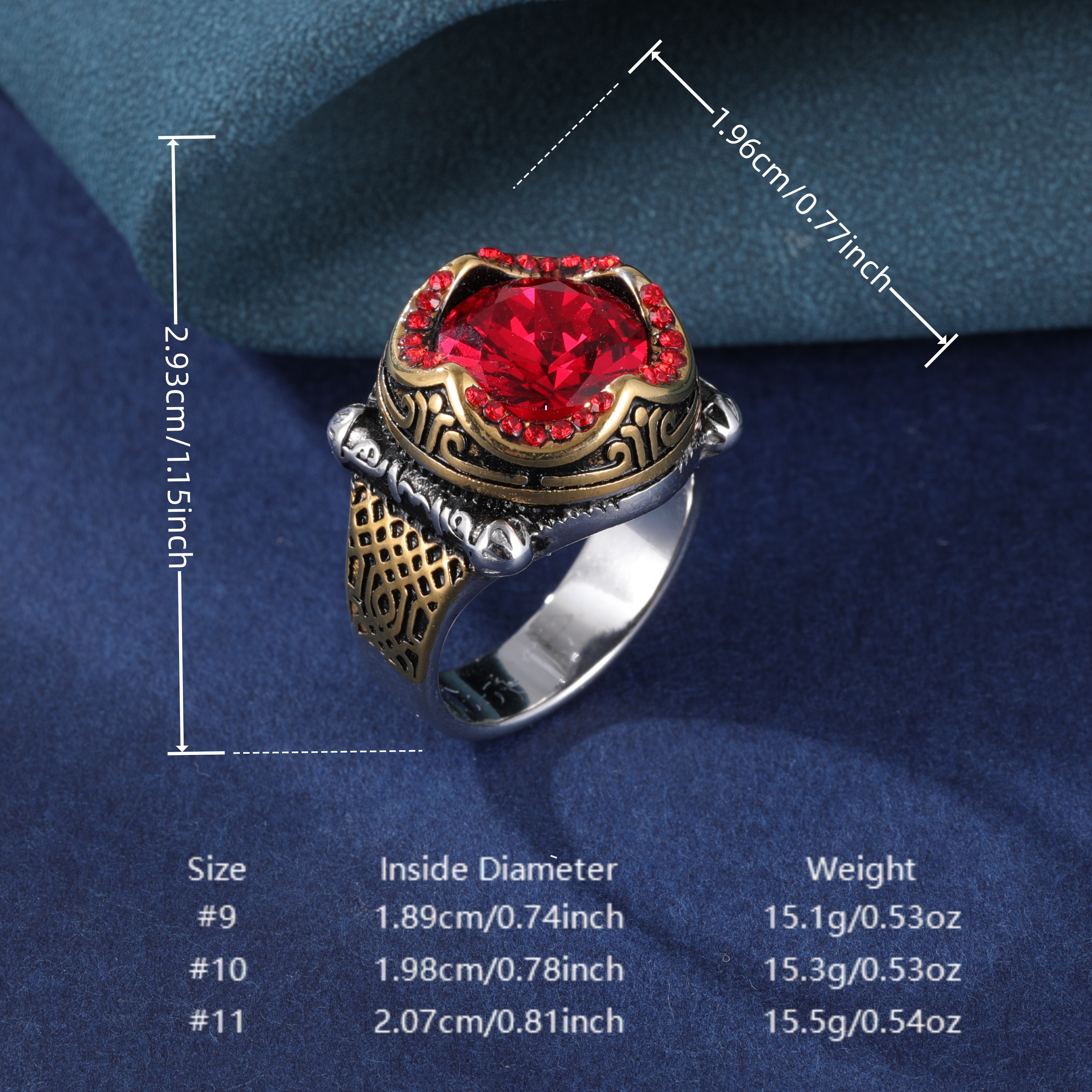 Ruby Inlaid Stainless Steel Men's Ring | K002777-JinBaoJewerly