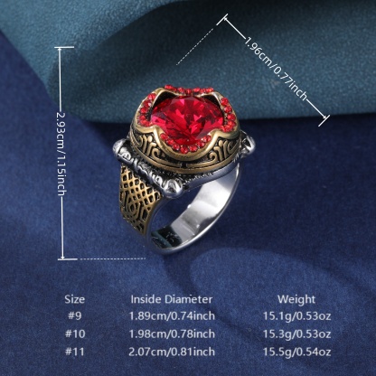 Ruby Inlaid Stainless Steel Men's Ring | K002777-JinBaoJewerly