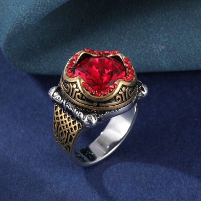 Ruby Inlaid Stainless Steel Men's Ring | K002777-JinBaoJewerly