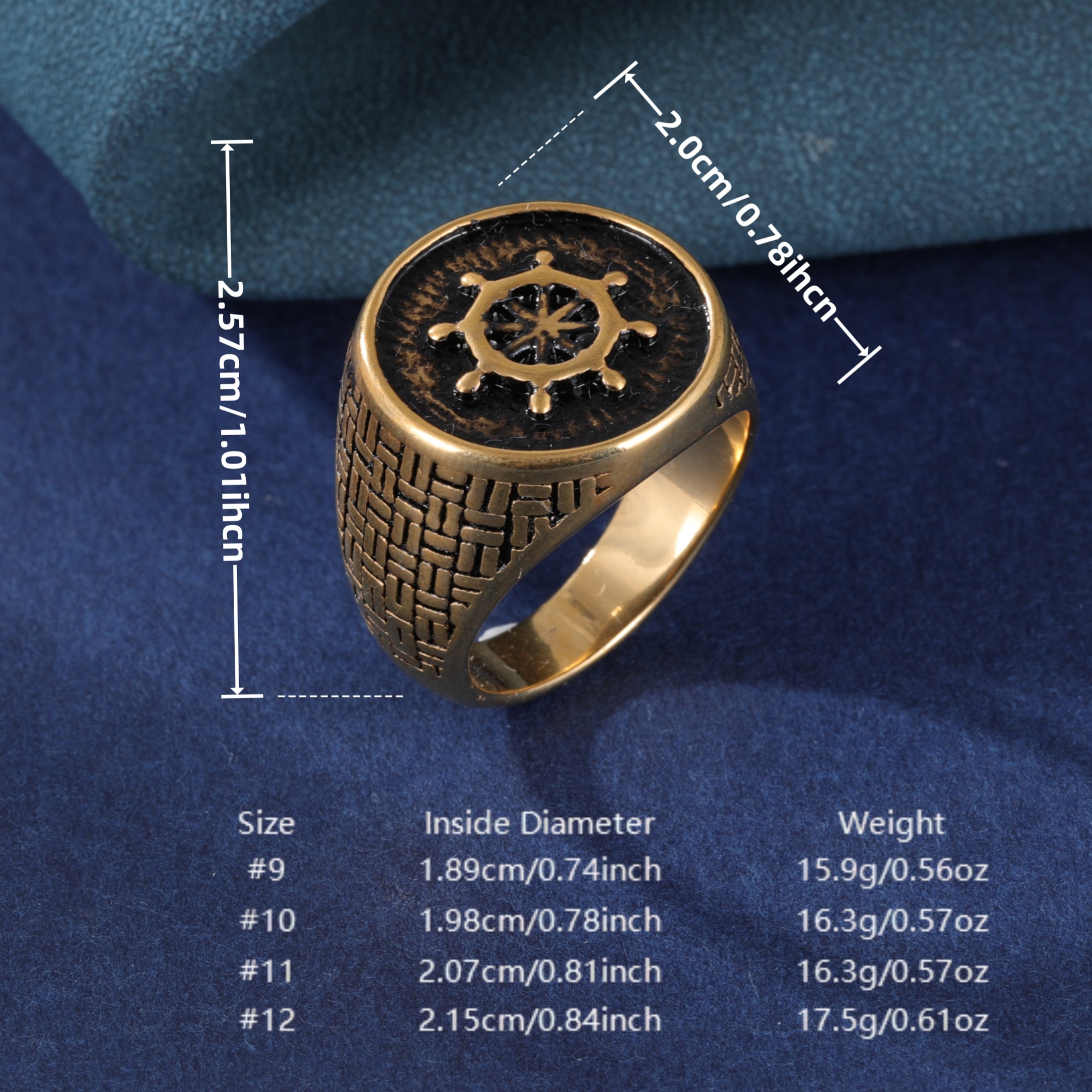 Vintage Rudder Design Stainless Steel Men's Ring丨G00795J-JinBaoJewerly