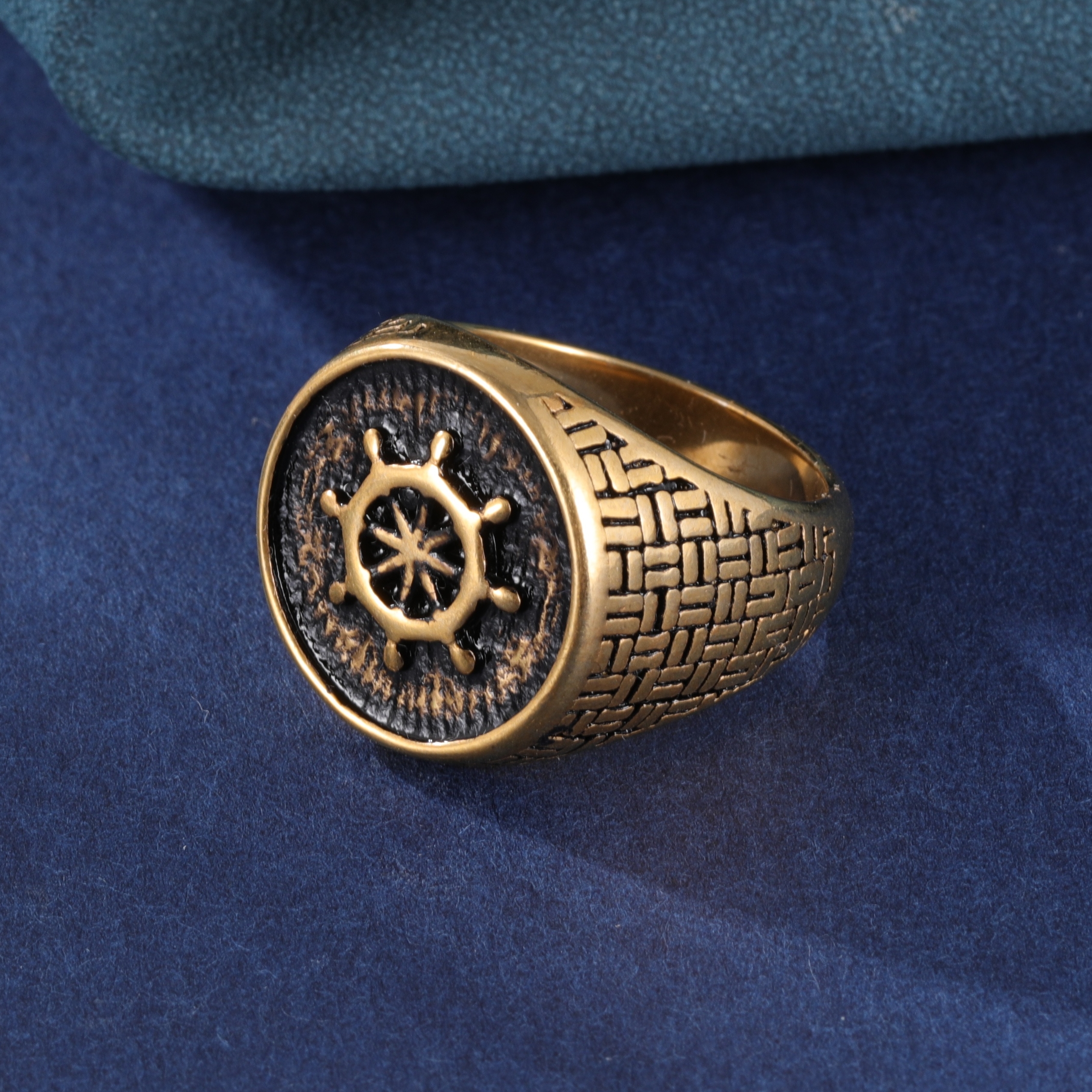 Vintage Rudder Design Stainless Steel Men's Ring丨G00795J-JinBaoJewerly
